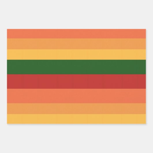 Gestreepte kleuren van herfstpapierbladen inpakpapier vel (Voorkant)