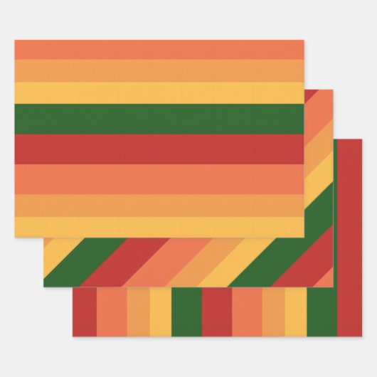 Gestreepte kleuren van herfstpapierbladen inpakpapier vel (Set)
