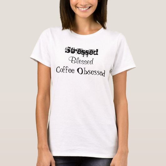 Gestreepte koffie geobsedeerd t-shirt (Voorkant)
