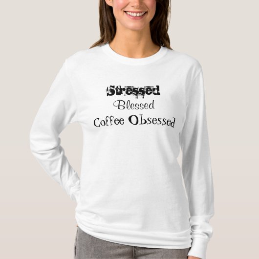 Gestreepte koffie geobsedeerd t-shirt (Voorkant)