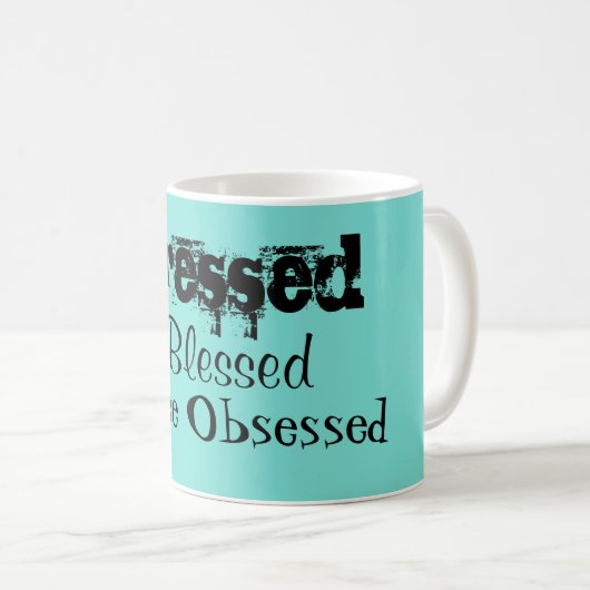 Gestreepte koffie met obsedeerde Aqua Koffiemok (Voorkant rechts)