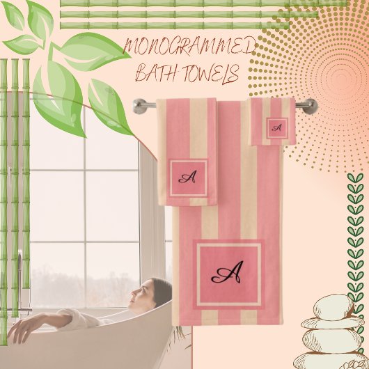 Gestreepte koraal en doorschijnend bad handdoek