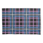 Gestreepte kussensloop – Blauw, Lavendel & Zwart (Voorkant)