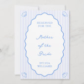 Gestreepte Kust Gereserveerde Zitplaats Bruiloftsb Notitiekaartje (Voorkant)