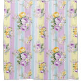 Gestreepte Lavendel Bloemen Douchegordijn (Voorkant)