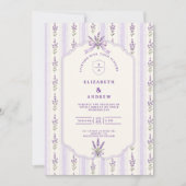 Gestreepte Lavendel Bruiloft Kaart (Voorkant)