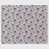 Gestreepte Lavendel Halloween Paddestoel en Vlinde Cadeaupapier (Vlak)