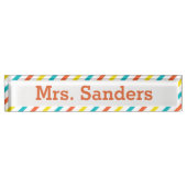 Gestreepte leerschotel naambordje (Voorkant)