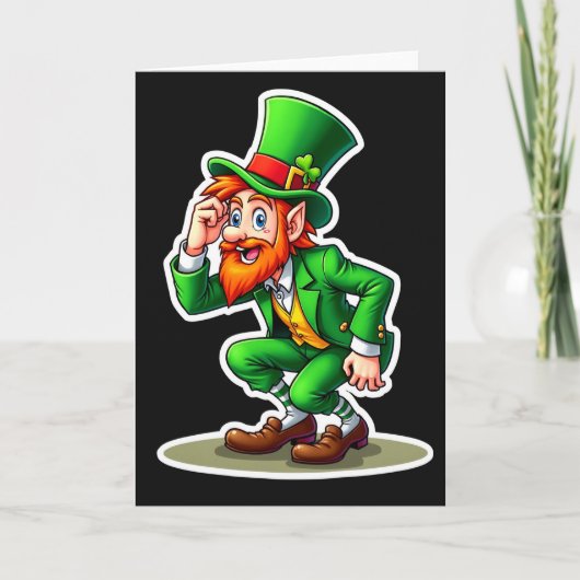 Gestreepte Leprechaun Lach Kaart (Voorkant)
