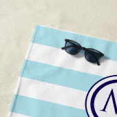 Gestreepte lichtblauwe en witte nautische kust Chi Strandlaken (In situ)