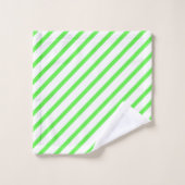 Gestreepte LIme Green en White Bad Handdoek (Wasdoekje)