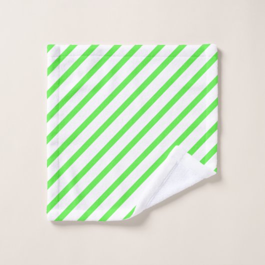 Gestreepte LIme Green en White Bad Handdoek (Wasdoekje)