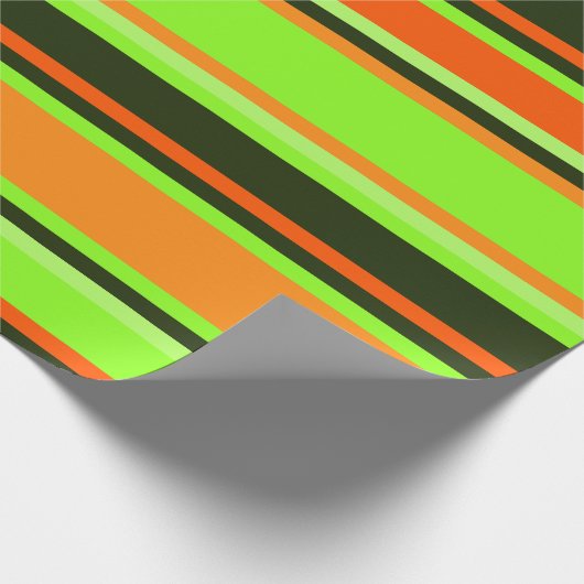 Gestreepte Limoen, Sinaasappel en mandarijn gesche Cadeaupapier (Hoek)