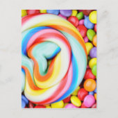 Gestreepte lipop en veelkleurige moerassen briefkaart (Voorkant)