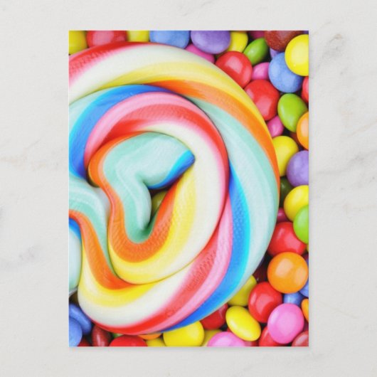 Gestreepte lipop en veelkleurige moerassen briefkaart (Voorkant)