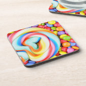 Gestreepte lipop en veelkleurige moerassen drankjes onderzetter (Linkerzijde)