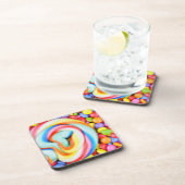 Gestreepte lipop en veelkleurige moerassen drankjes onderzetter (Rechterzijde)