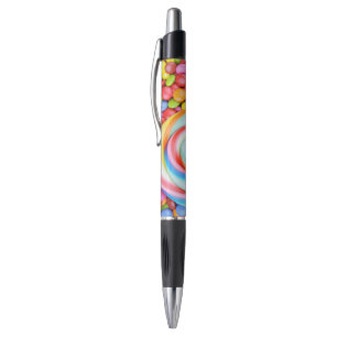 Gestreepte lipop en veelkleurige moerassen pen