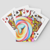 Gestreepte lipop en veelkleurige moerassen speelkaarten (Achterkant)