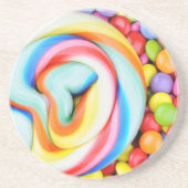 Gestreepte lipop en veelkleurige moerassen zandsteen onderzetter (Voorkant)