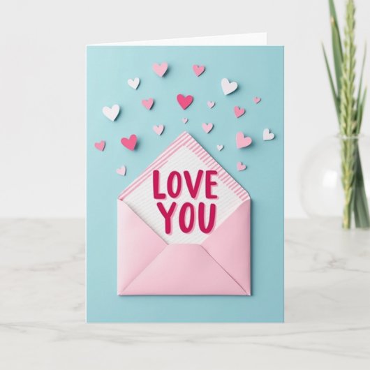 Gestreepte Love You Kaart (Voorkant)