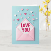 Gestreepte Love You Kaart (Gele Bloem)