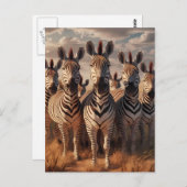 Gestreepte Majesteit: Zebra kudde in droog gras Briefkaart (Voorkant / Achterkant)