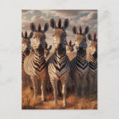 Gestreepte Majesteit: Zebra kudde in droog gras Briefkaart (Voorkant)