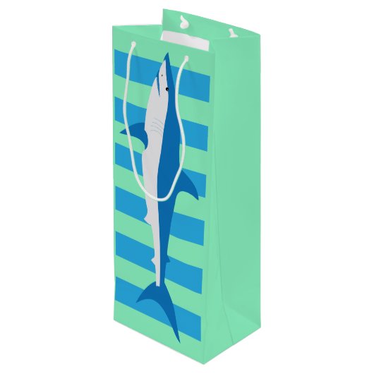 Gestreepte Mako Haai Wijnzak Wijn Cadeautas (Achterkant Gekanteld)