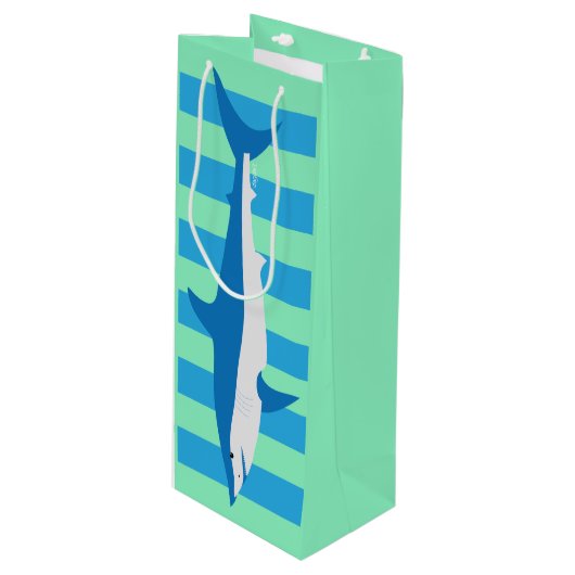Gestreepte Mako Haai Wijnzak Wijn Cadeautas (Voorkant Gekanteld)