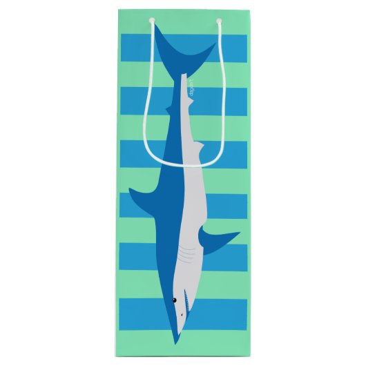 Gestreepte Mako Haai Wijnzak Wijn Cadeautas (Voorkant)