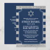 Gestreepte Marine, Grijze Bar Mitzvah Ster van Dav Kaart (Voorkant / Achterkant)