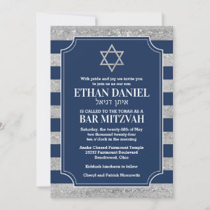Gestreepte Marine, Grijze Bar Mitzvah Ster van Dav Kaart