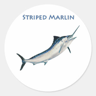 Gestreepte marlijn (getiteld) ronde sticker
