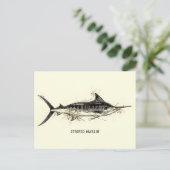 Gestreepte Marlin Illustratie Schets Artwork Briefkaart (Staand voorkant)