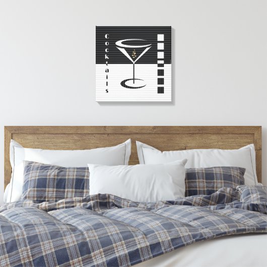 Gestreepte Martini Canvas Afdruk (Insitu (Slaapkamer))