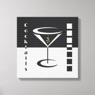 Gestreepte Martini Canvas Afdruk