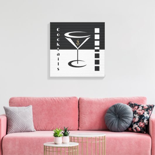 Gestreepte Martini Canvas Afdruk (Insitu (Woonkamer))