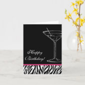 gestreepte martini verjaardag kaart (Gele Bloem)