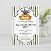 Gestreepte Masquerade Halloween Kostuum Feest Kaart (Staand voorkant)
