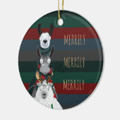 Gestreepte "Merrily" winterdieren Keramisch Ornament (Links)