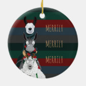 Gestreepte "Merrily" winterdieren Keramisch Ornament (Achterkant)
