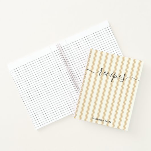 gestreepte minimalistische script aangepaste rece notitieboek (Binnen)