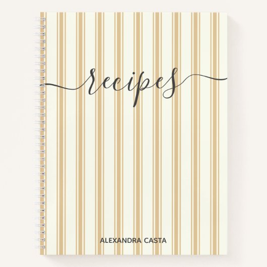  gestreepte minimalistische script aangepaste rece notitieboek (Voorkant)