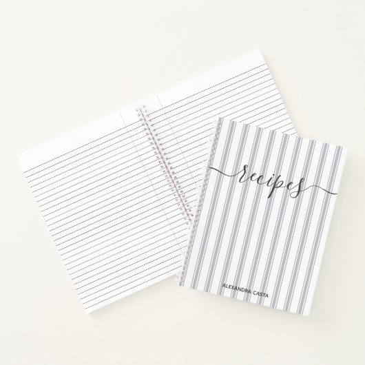  gestreepte minimalistische script aangepaste rece notitieboek (Binnen)