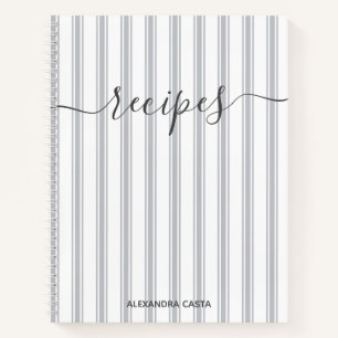  gestreepte minimalistische script aangepaste rece notitieboek