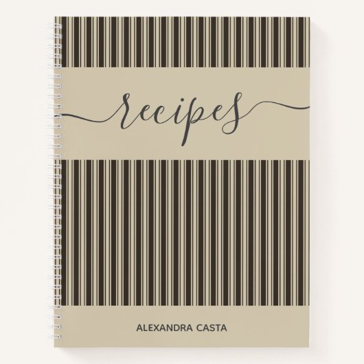  gestreepte minimalistische script aangepaste rece notitieboek (Voorkant)