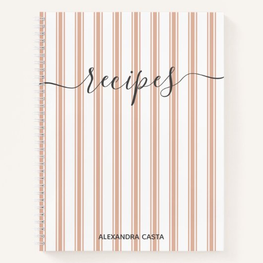  gestreepte minimalistische script aangepaste rece notitieboek (Voorkant)