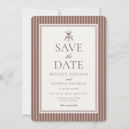 Gestreepte Mocha Bruine Espresso Save the Date Kaart