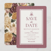 Gestreepte Mocha Bruine Espresso Save the Date Kaart (Voorkant / Achterkant)